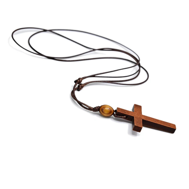 Natural Wood Cross Necklace