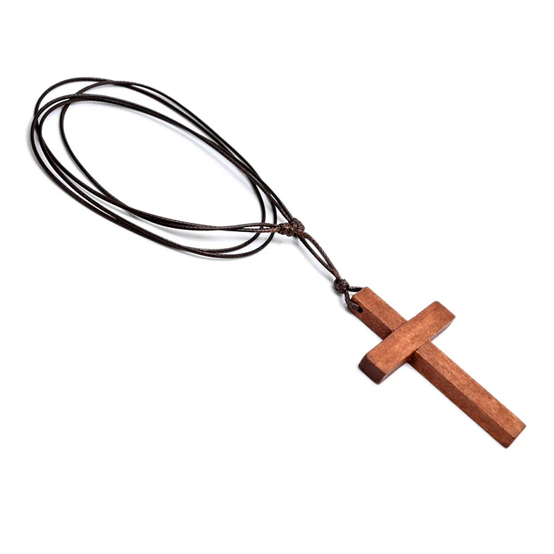 Natural Wood Cross Necklace