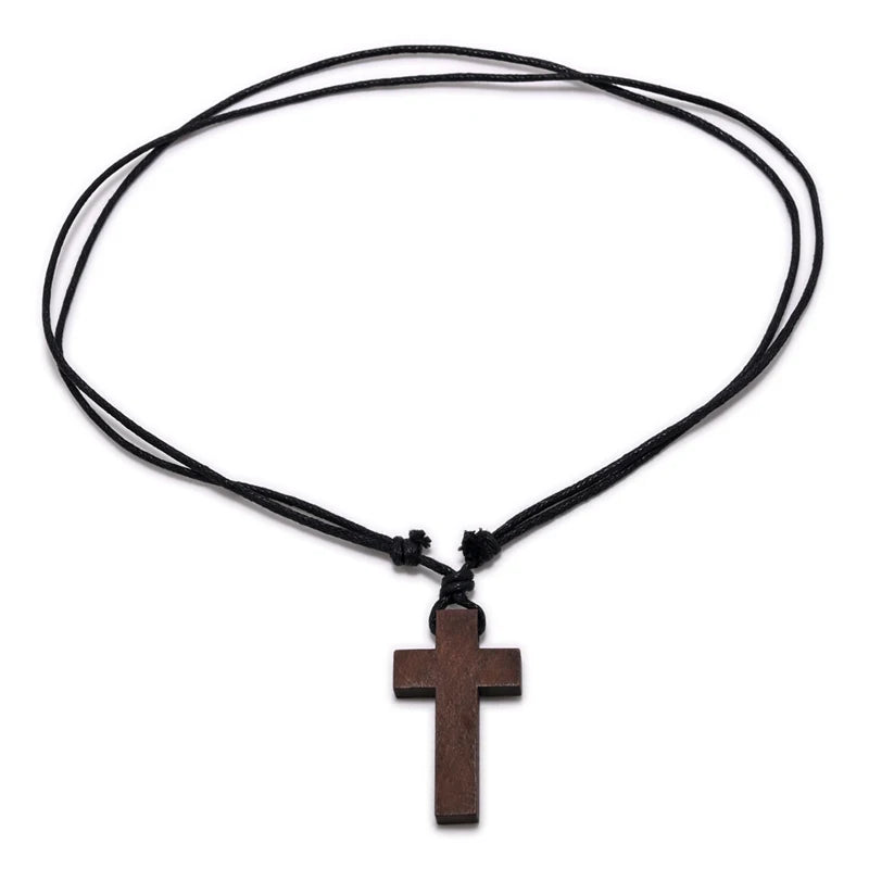 Natural Wood Cross Necklace