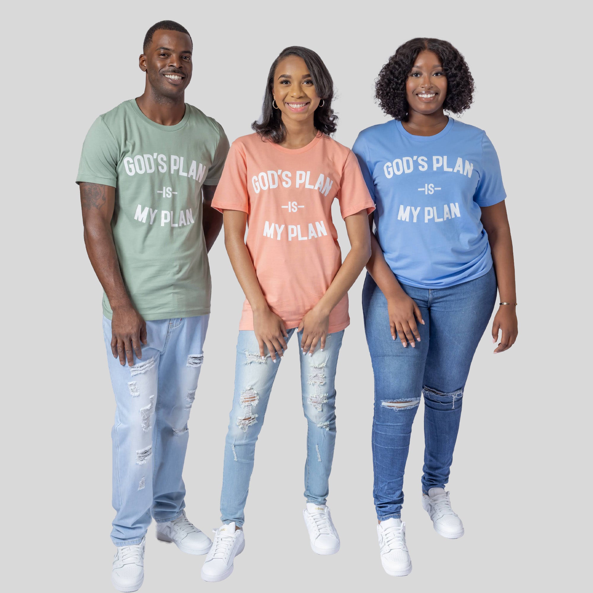 3 Tee Bundle God's Plan My Plan (Sage/Carolina Blue/Sunset)