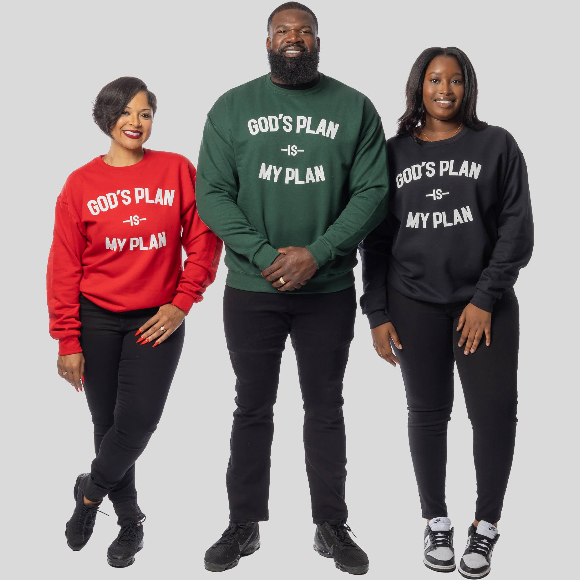 3 Crewneck Bundle God's Plan My Plan (Emerald/Red/Eternal)