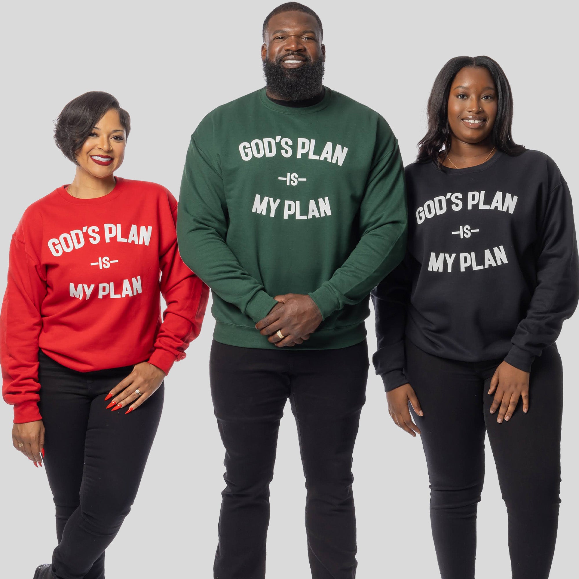 3 Crewneck Bundle God's Plan My Plan (Emerald/Red/Eternal)