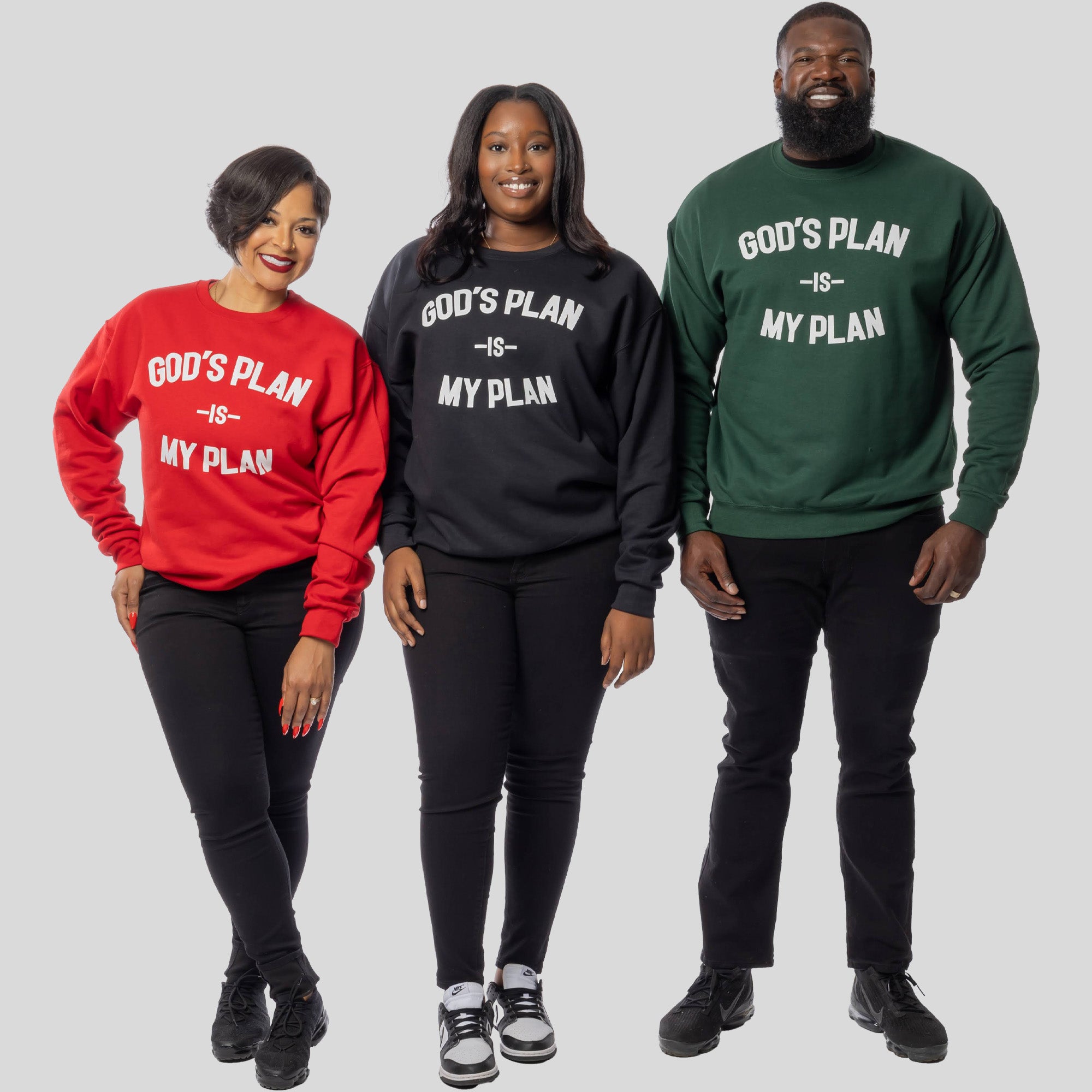 3 Crewneck Bundle God's Plan My Plan (Emerald/Red/Eternal)