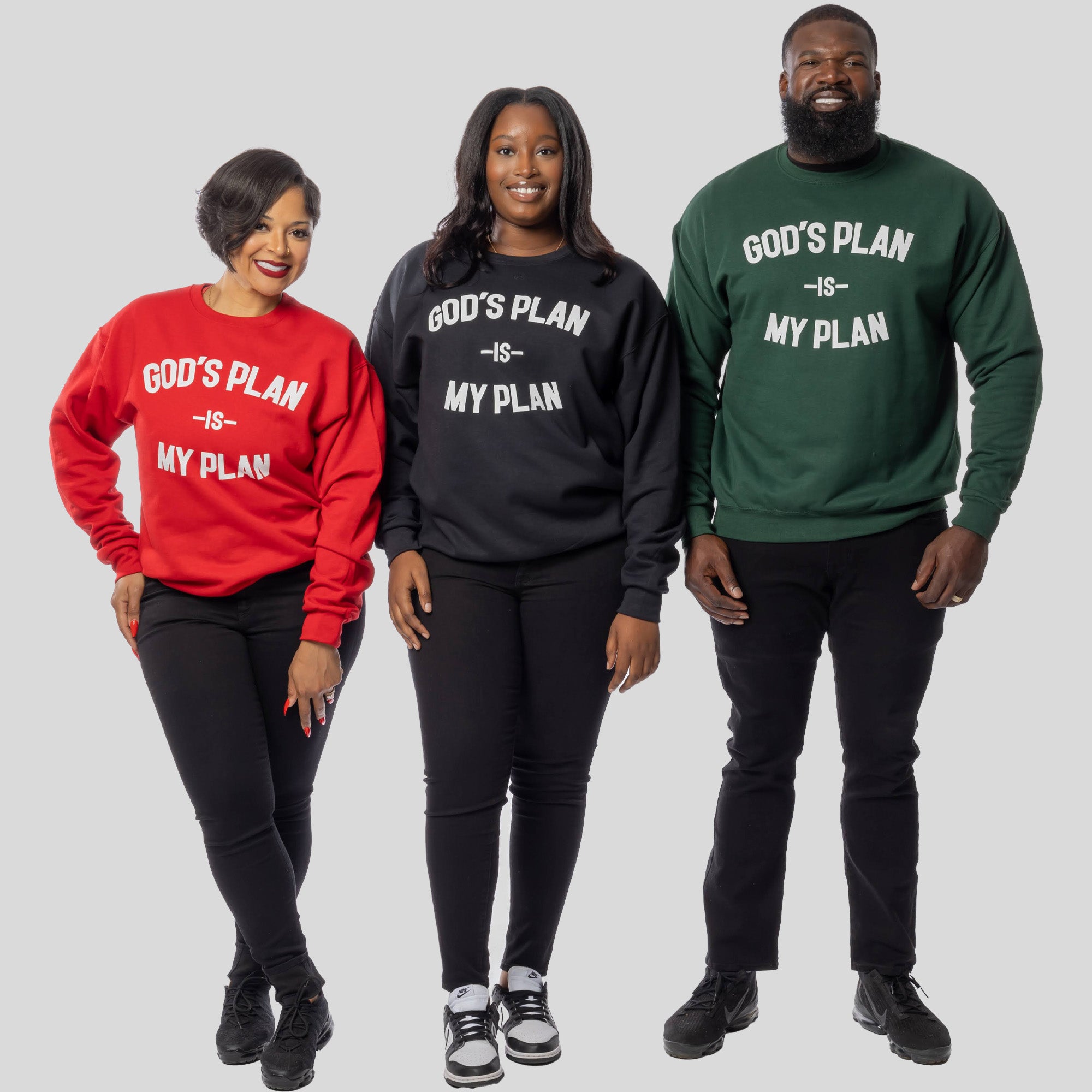 3 Crewneck Bundle God's Plan My Plan (Emerald/Red/Eternal)