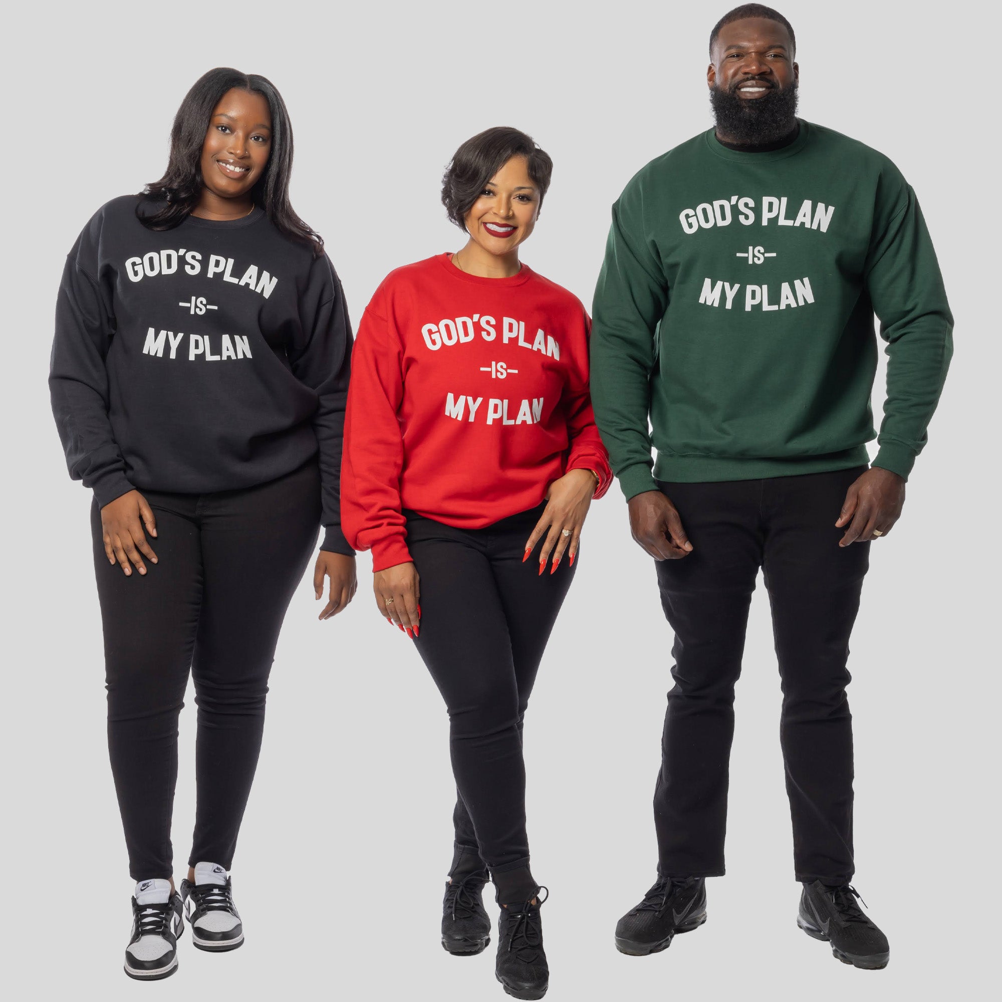 3 Crewneck Bundle God's Plan My Plan (Emerald/Red/Eternal)