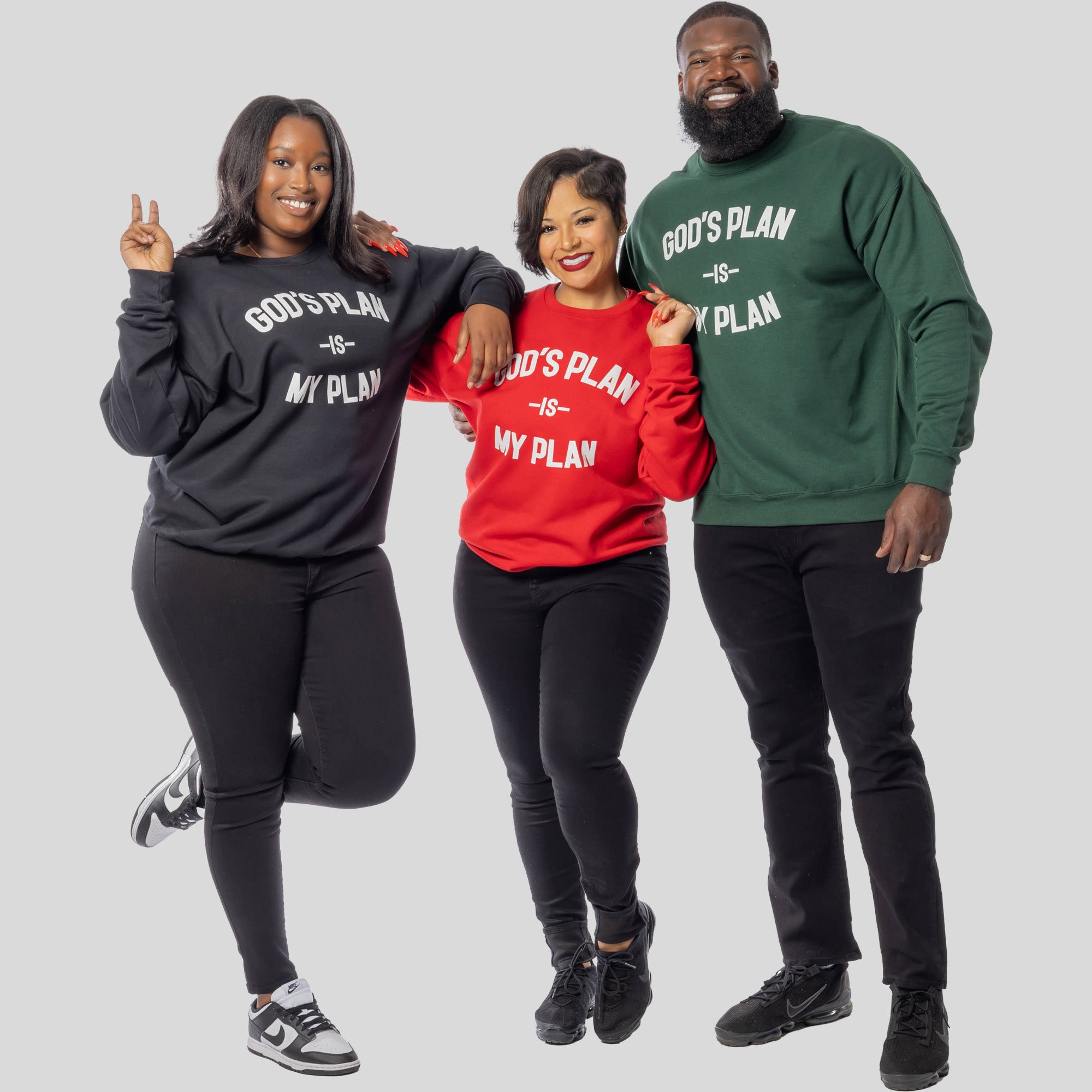 3 Crewneck Bundle God's Plan My Plan (Emerald/Red/Eternal)