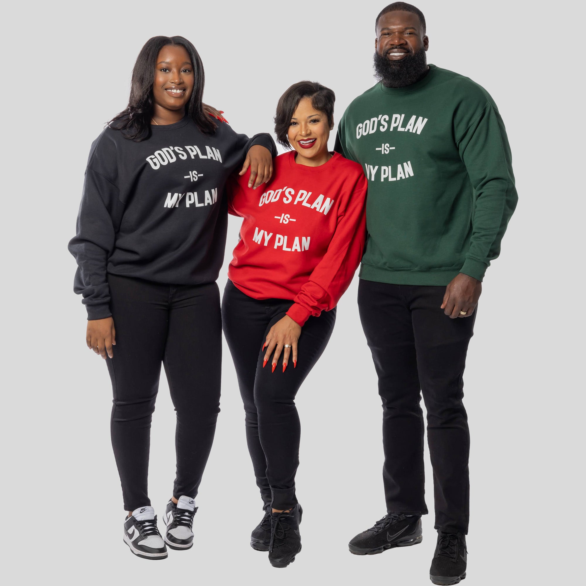 3 Crewneck Bundle God's Plan My Plan (Emerald/Red/Eternal)