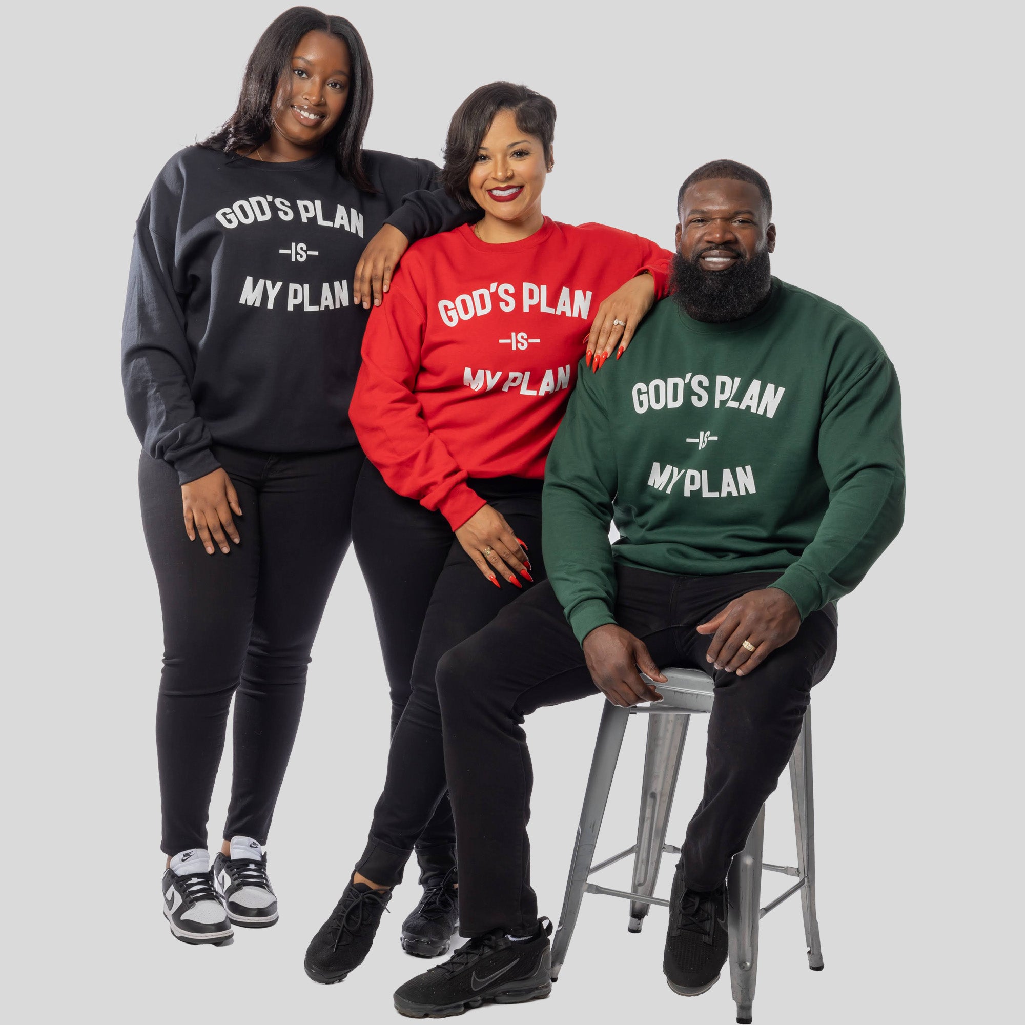 3 Crewneck Bundle God's Plan My Plan (Emerald/Red/Eternal)